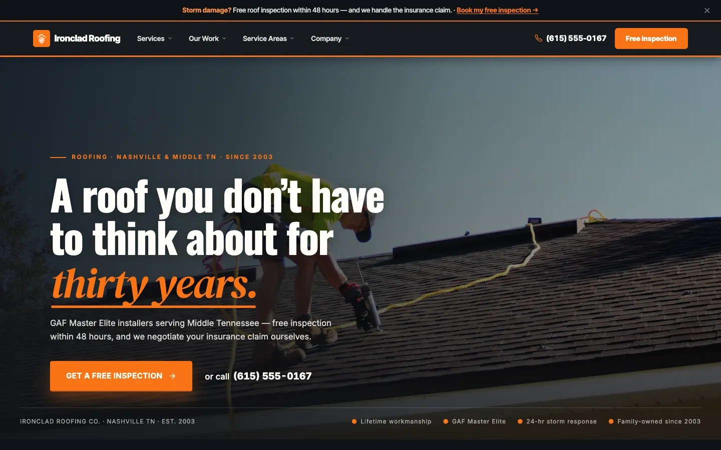Ironclad Roofing Co. website